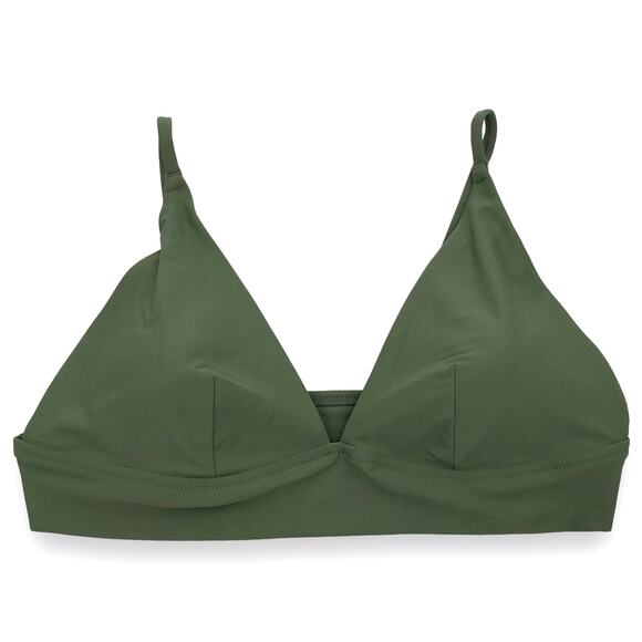 Aerie Longline Triangle Bikini Top XXL Removable Pads Olive Green Swimsuit NWT - Picture 1 of 6